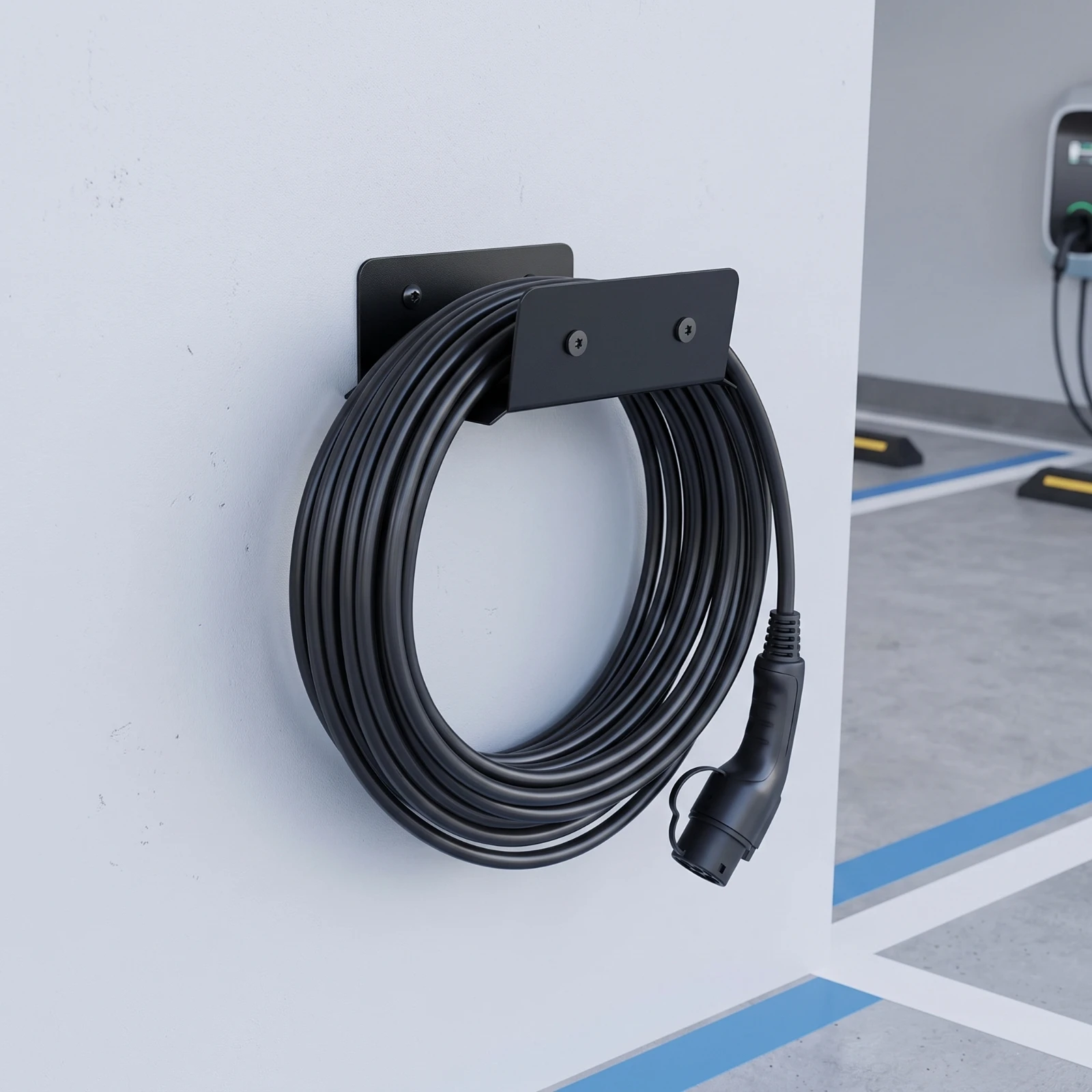 EV Cable Holder Sturdy Charging Cable Holder Wall Mount Stable Compact for Electric Vehicle Drivers, Garage
