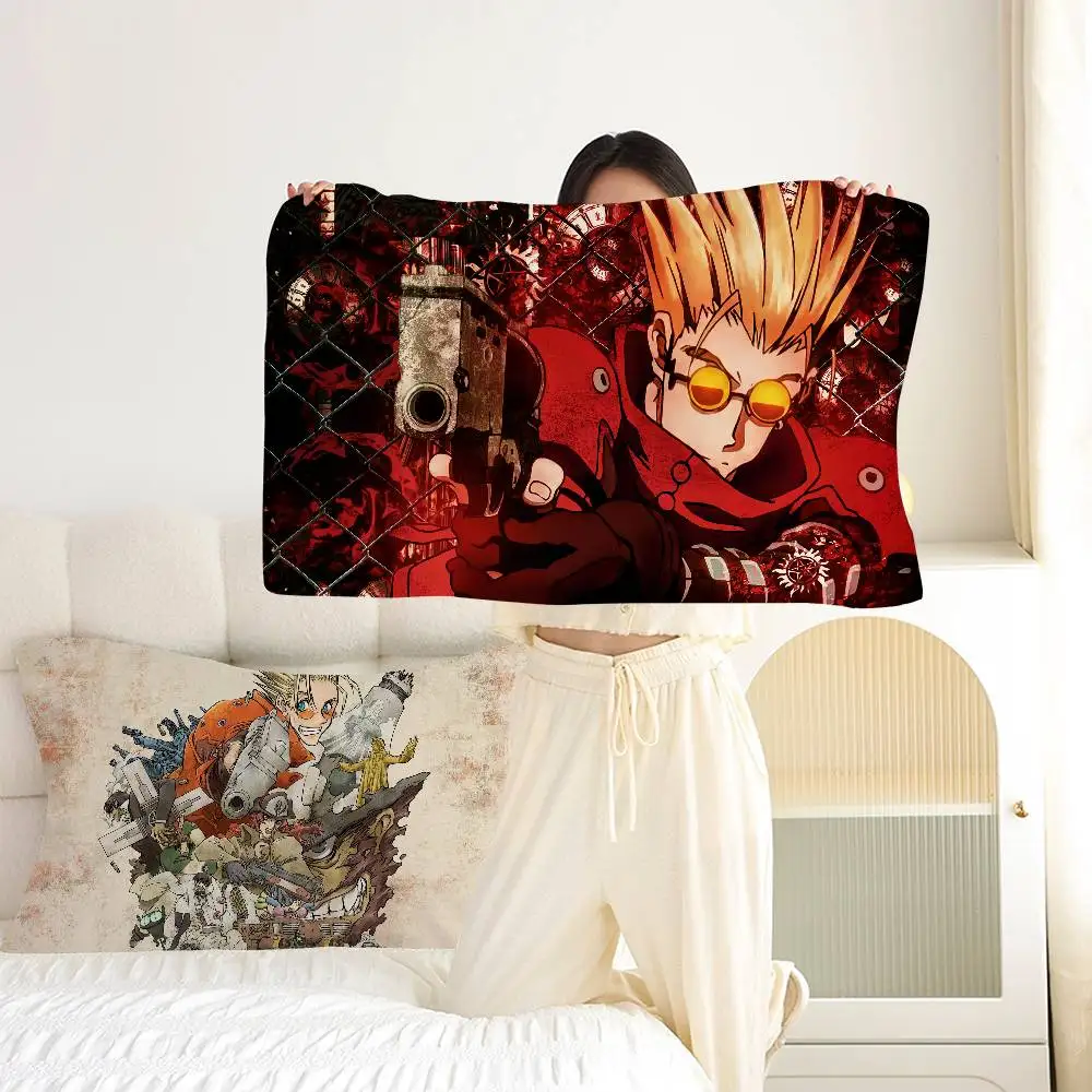 Japanese T-Trigun Cartoon Pillow Towels- Single Quick-Dry Polyester Pillowcase Pillow Core Cover Breathable
