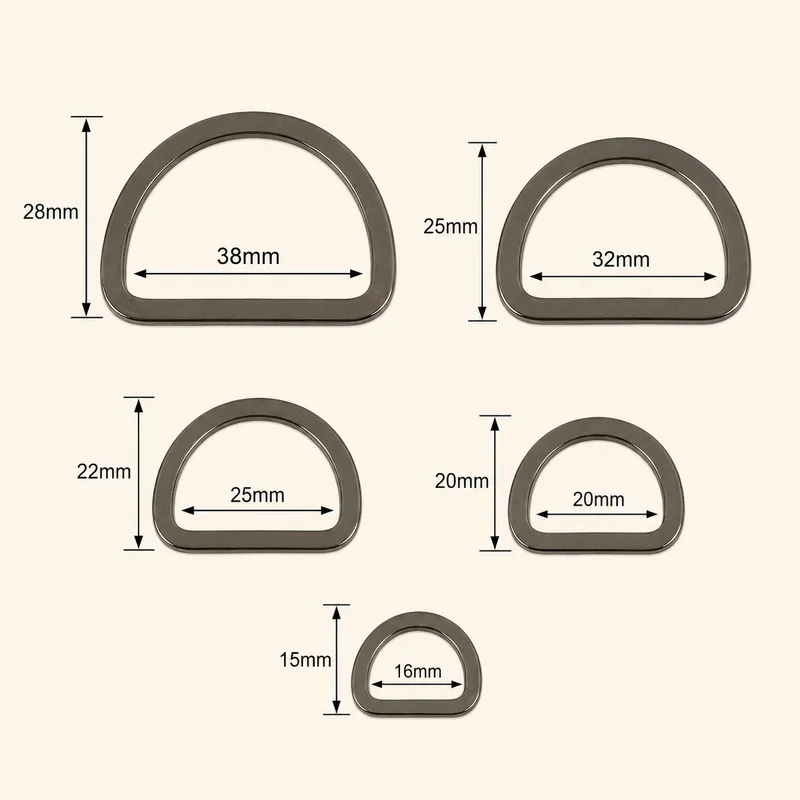 10/20Pcs 16-38mm Metal D Ring Buckles Bag Strap Belt Clasp Webbing Loop for Dog Collar Garment DIY