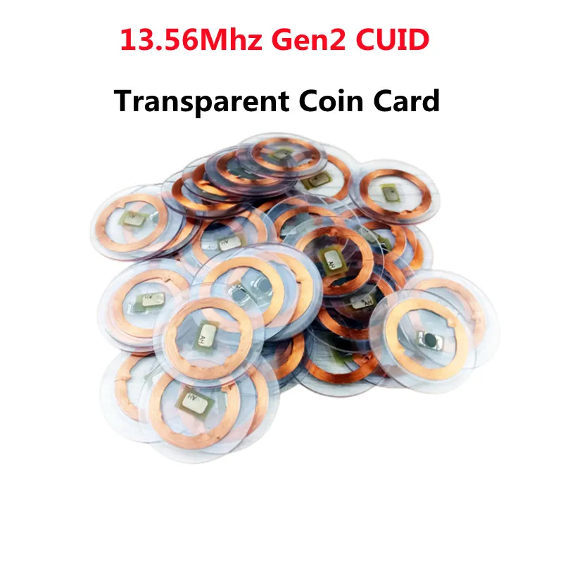 GEN2 CUID Android App MCT Modify Block 0 Changeable UID Rewritable 25mm Copper Coil Transparent Coin Card NFC 13.56MHZ 1K S50