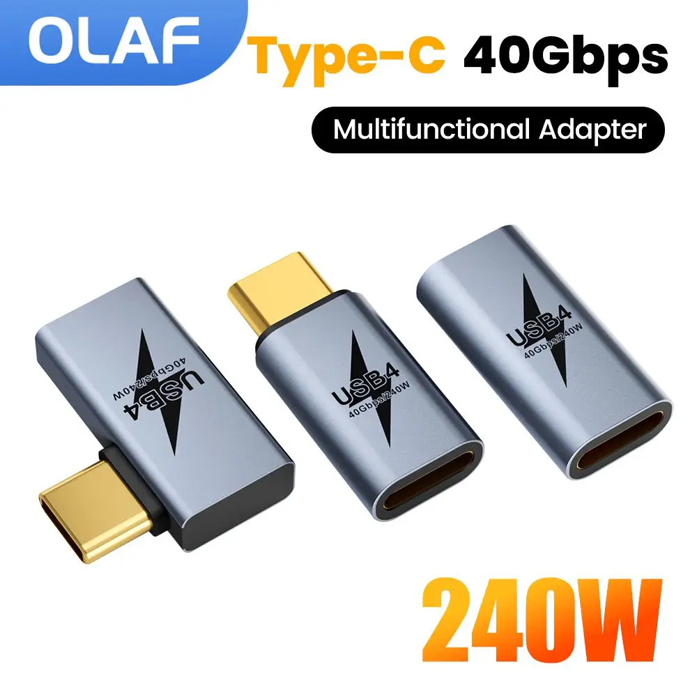 

PD 240W Fast Charging Type C Adapter USB4.0 40Gbps 8K 60Hz Elbow Type C to USB C Converter OTG For iPhone 15 16 Tablet Laptop