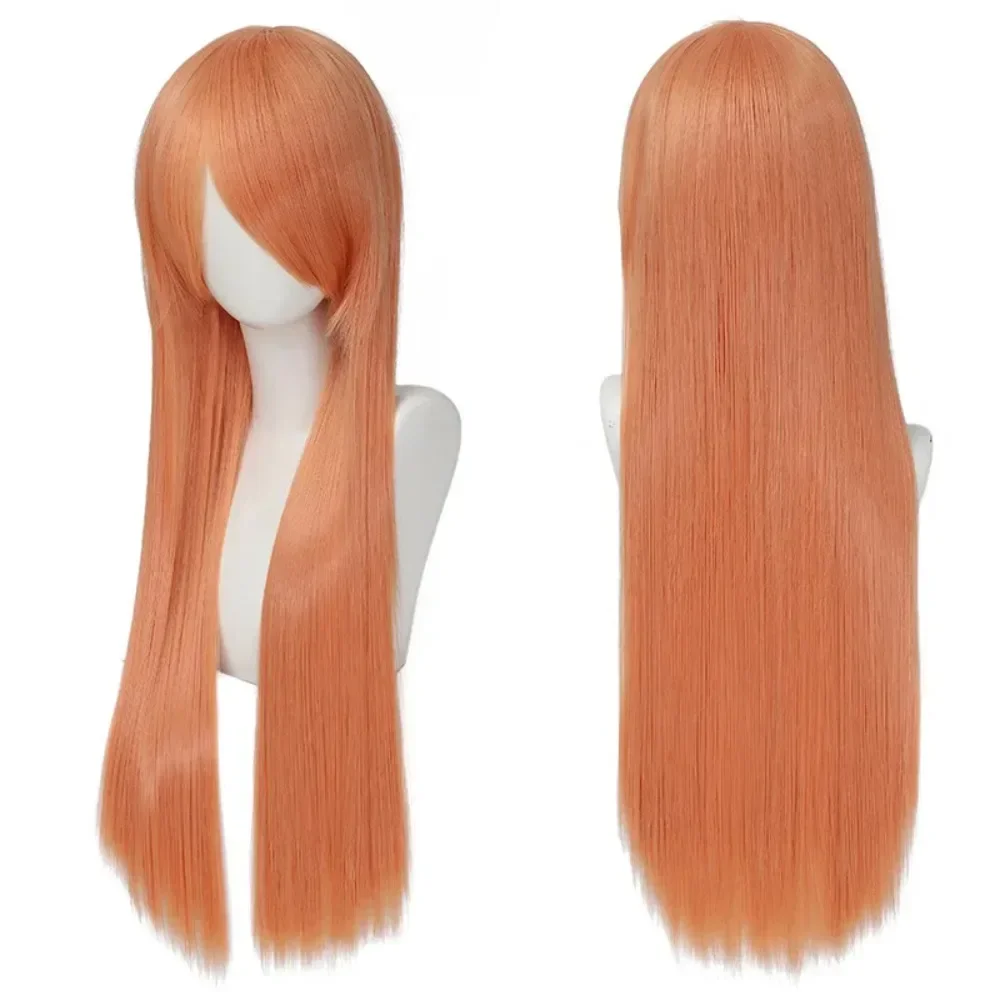 Neue 80cm Lange Synthetische Weiß-Lila Cosplay-Perücken Grünes Haar Glattes Rosa Haarteil Lolita-Perücke mit Pony Anime-Styling – Detail 11
