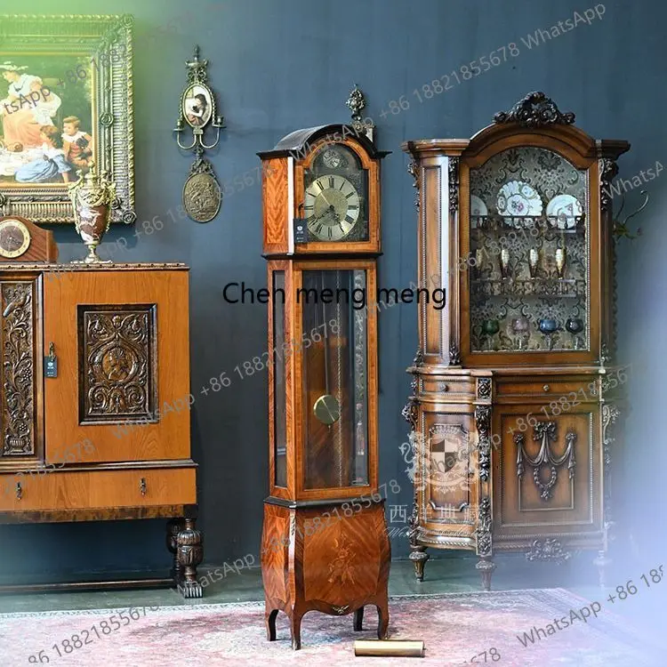 1977, designer floor clock European wood parquet mechanical pendulum clock floor clock
