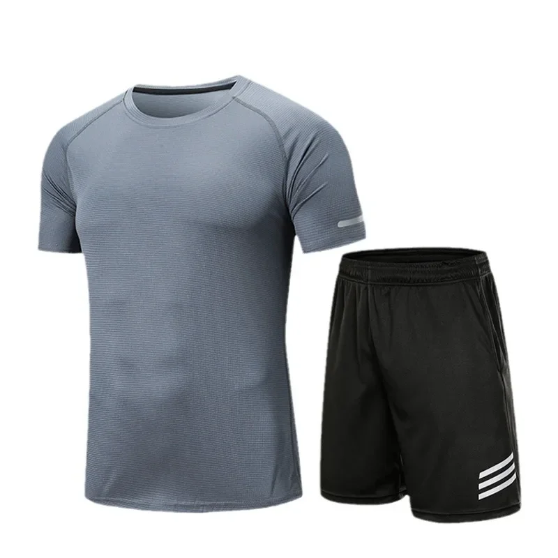 Summer Sports Suit Men's Running Suits Gym Summer Two-piece Quick-drying Clothes Ice Silk Thin Casual Shorts