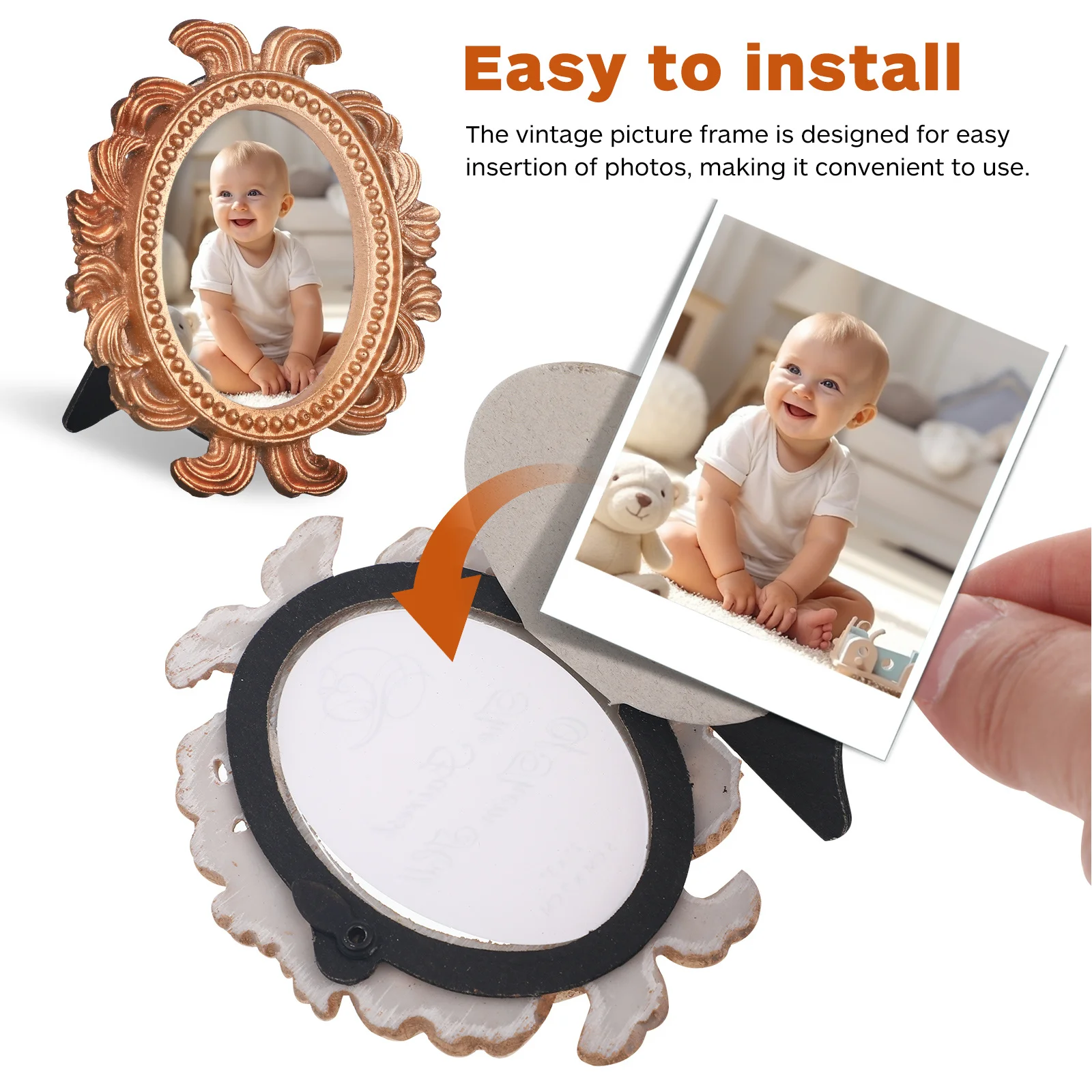 

4Pcs Mini Picture Frames Vintage Style Small Photo Frame Kit for Home Office Decor Display Memories Collectibles Wall Art