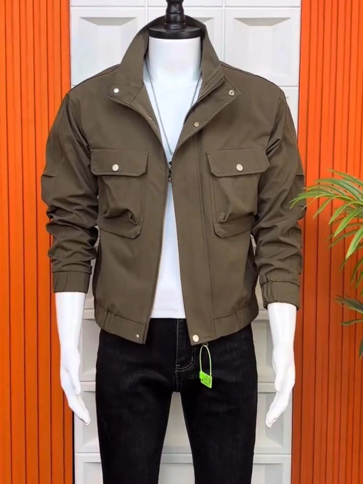 

Faionable Korean Sle Pure Color Men's Jaet Baseball Suit Spring Autumn Simple Ele New Model Urban Youth Outerwear