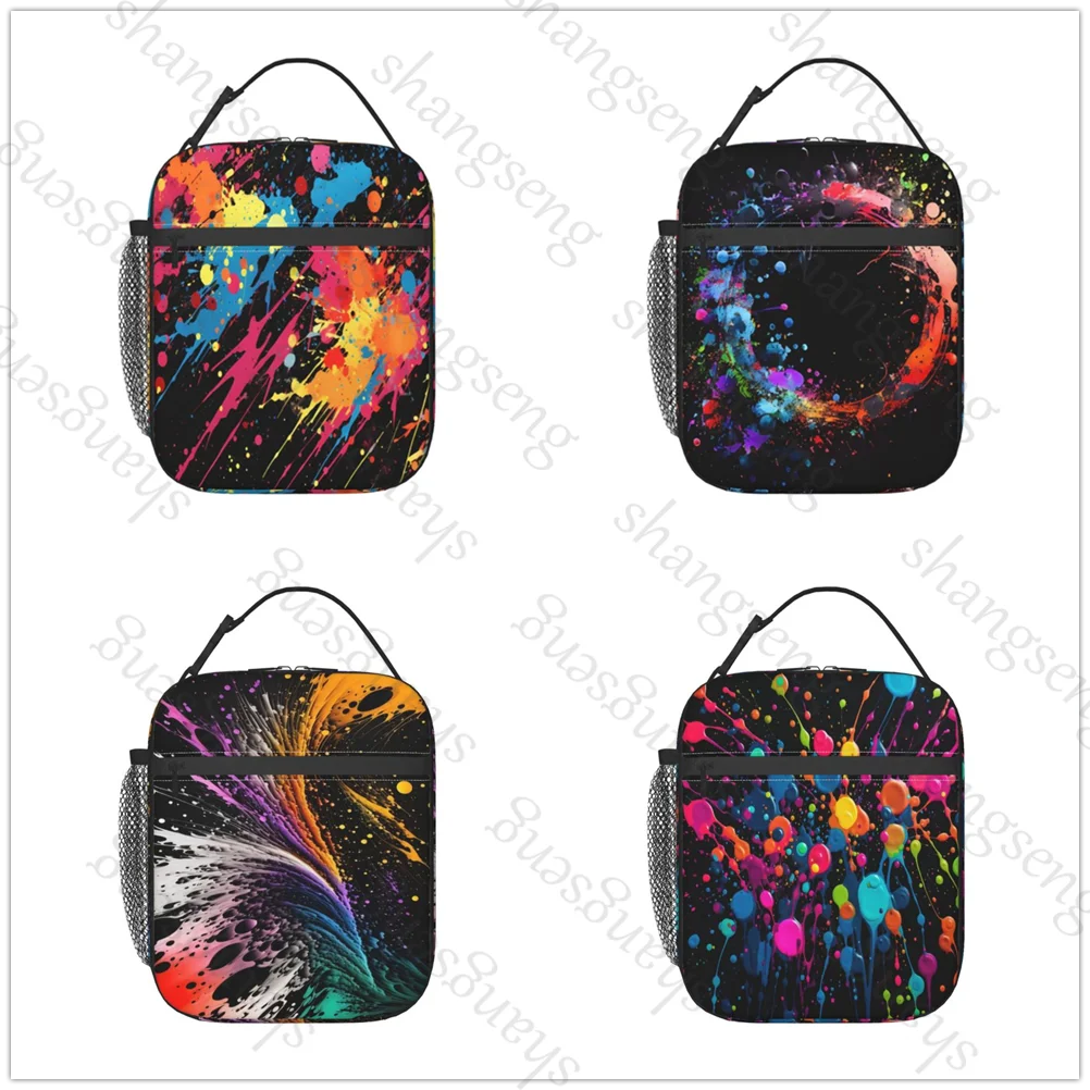 

Splash of colored paint Insulated Thermal Bag Lunch bag Foods Drink Storage Leakproof Picnic Camping Bags Outdoor Box beach