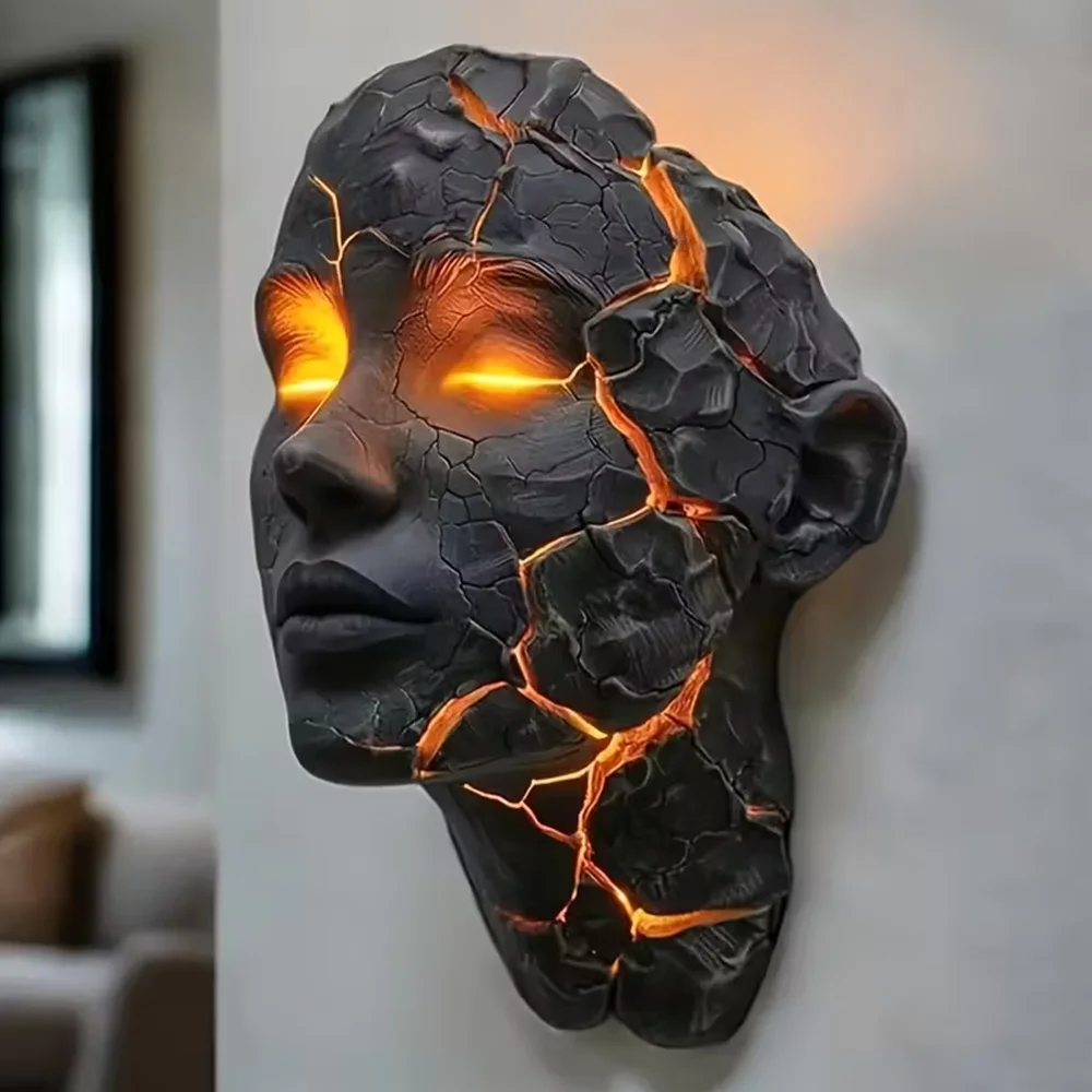 3D Broken Soul Wall Lamp, LED Night Light, For Home, Bedroom, Living Room, Bar, Cafe Decoration