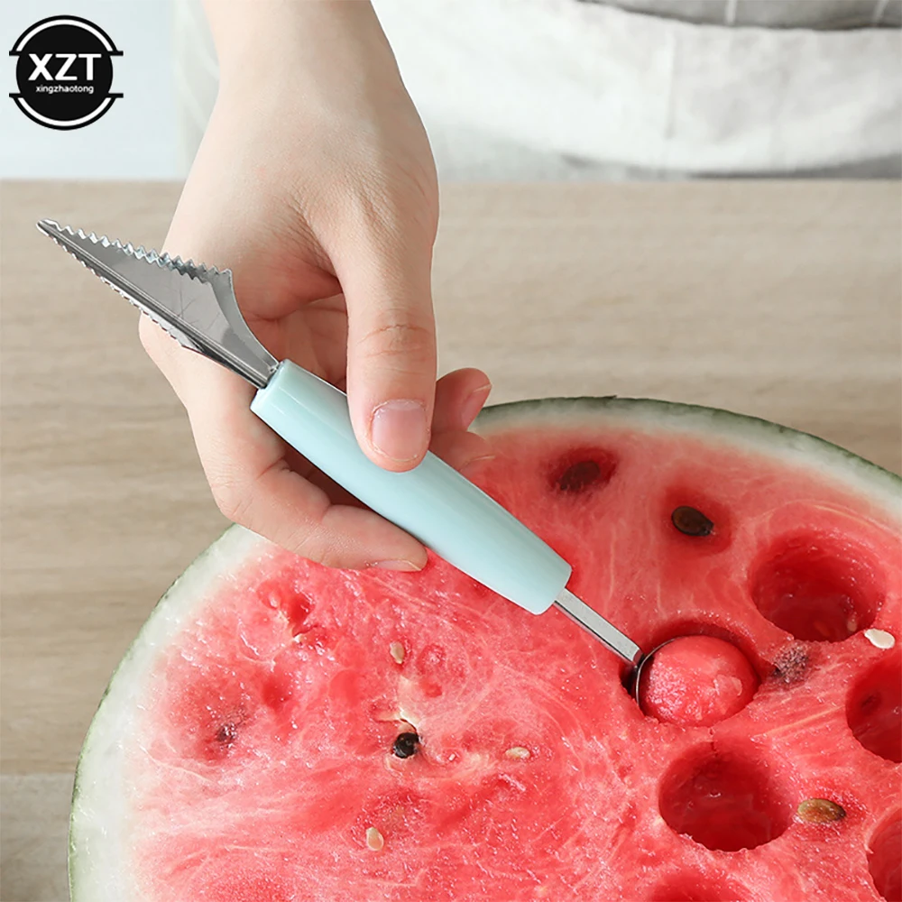 Newest Watermelon Ice Cream Dig Ball Scoop Spoon Watermelon Melon Fruit Carving Knife Cutter Diy Assorted Cold Dishes Tools 1PC