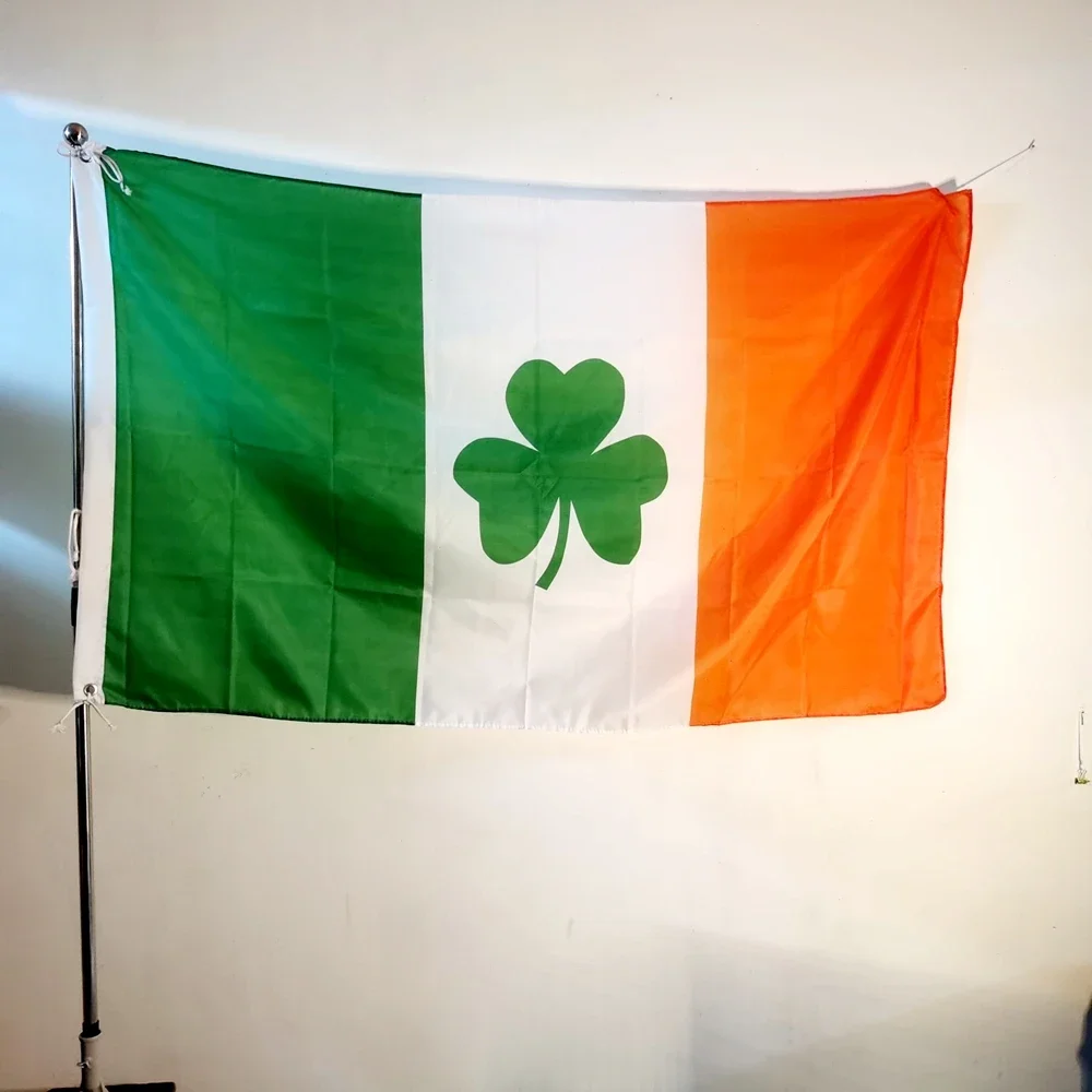 Irish Shamrock Flag Ireland St Day Clover Leaf Saint Paddy Green 150*90cm Flag Polyester