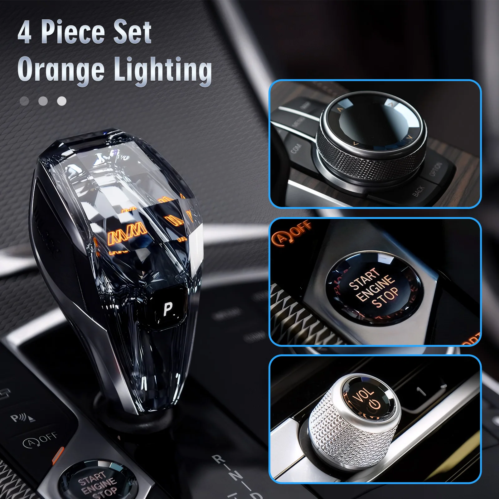 ZMFJH 4PCS Crystal Gear Shift Knob Set For BMW 3 series 5 series G20 G23 G02 G07 G29 G26 X3 X4 X6 X7 Auto Crystal Gear Handle