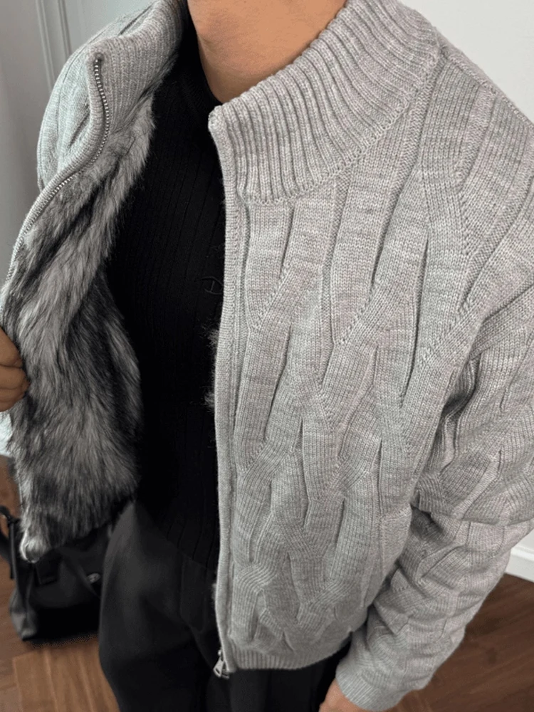 

American Sle Knitted Knitwear Men's Autumn Winter Lazy High Warm Stand Collar Sweater Base Layer irt Casual Loose Fit