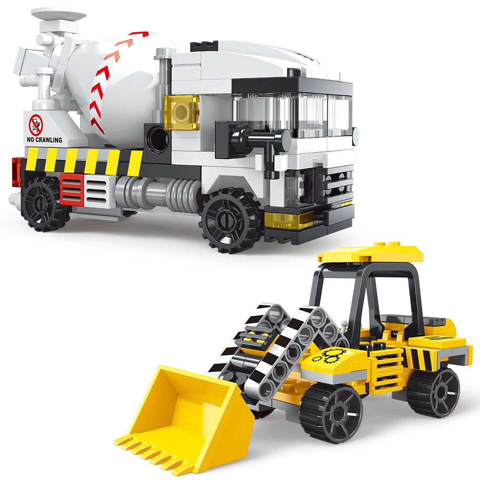 Moc cidade bulldozer modelo blocos de construção caminhão misturador concreto veículo engenharia tijolos brinquedos crianças presente