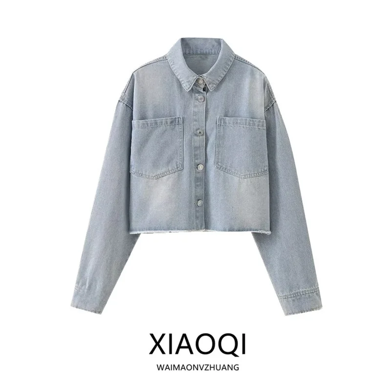

Spring 2024 Women's Casual Versatile Short Denim Jacket Coat Loose Fit Thin Material Other Material 100% Short Length