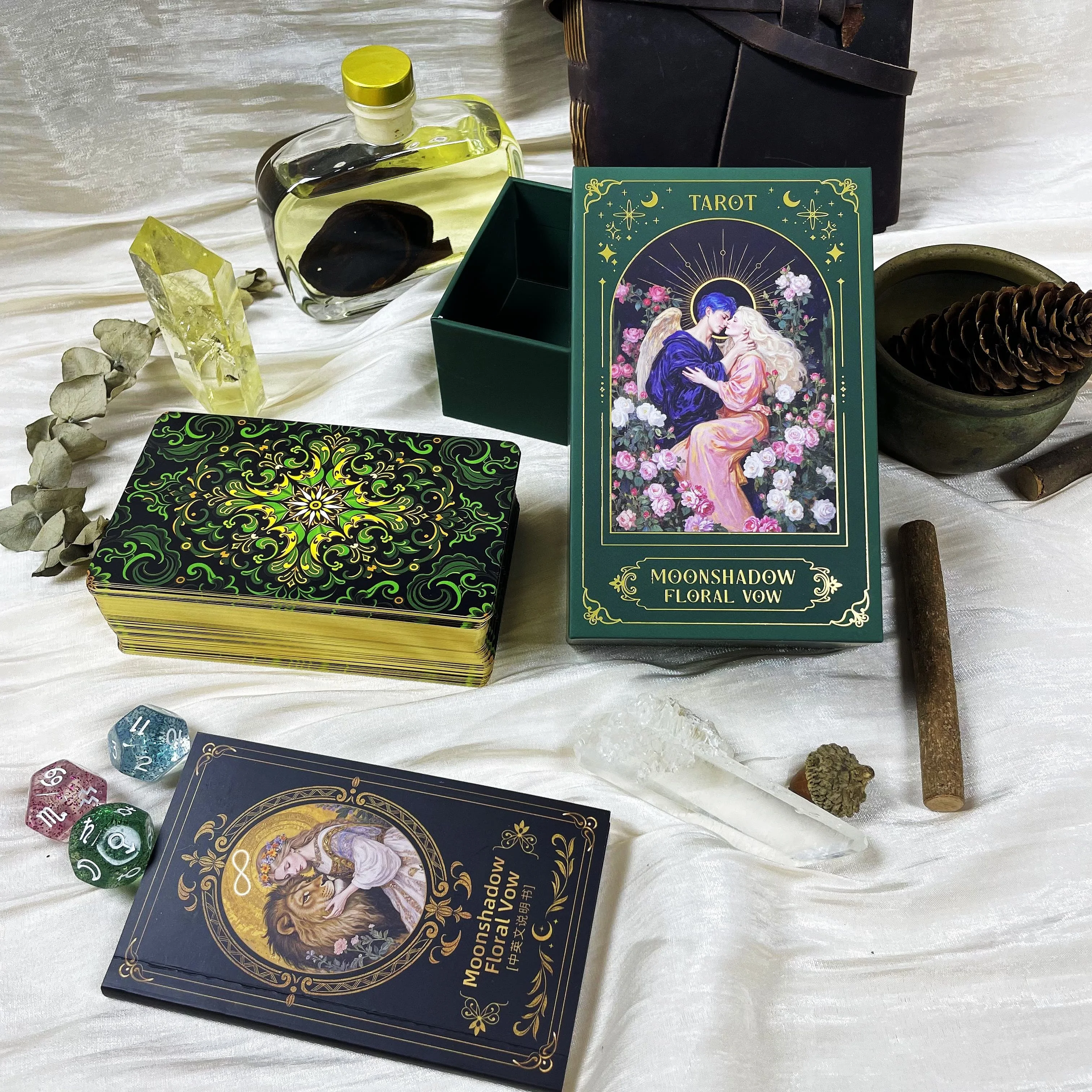 جديد الأصلي أصيلة الكاهنة العليا الحصري Moonshadow الأزهار نذر بطاقات التارو 12x7 سنتيمتر أوراكل رايدر وايت الفاخرة المهنية #3