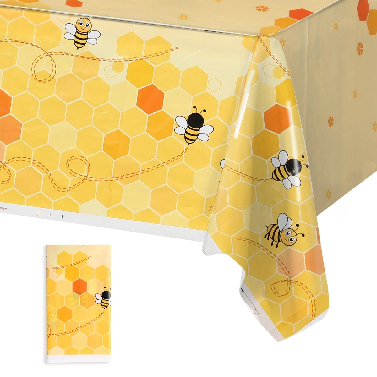 Mantel de PE con temática de colmena de abejas, decoraciones para fiesta de feliz primer cumpleaños, cubierta de mesa de