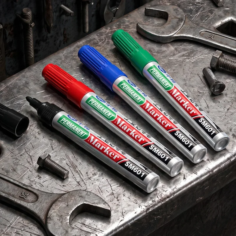 10pcs 1-5mmIndustrial Permanent Marker Pen Quick Dry Ink 72H Cap-off Anti-Dry Marker for Factory Metal Plastic Marking