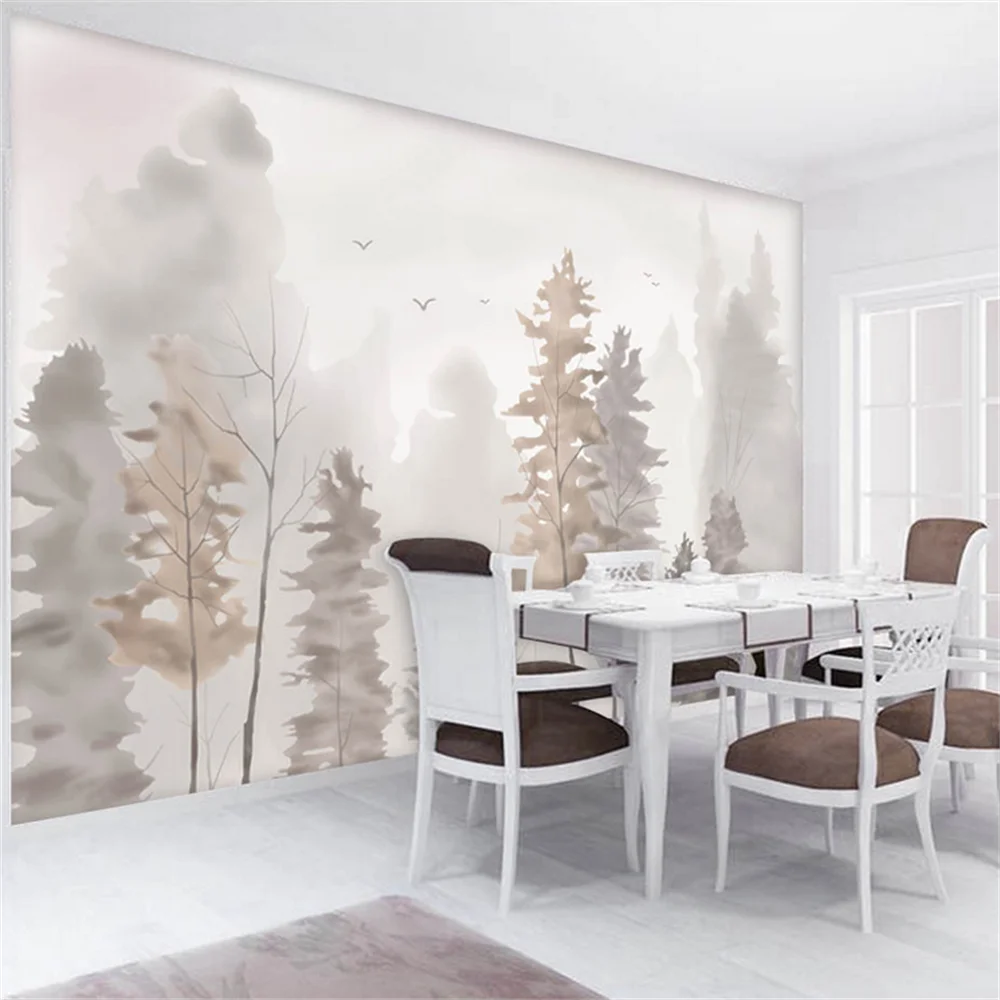 Custom Nordic Modern wallpapers for Living room sofa Bedroom Background Misty forest wall papers house decoration art 3D mural