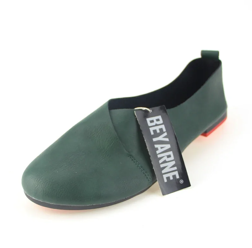 BEYARNE Genuine Leather Flat Shoes Woman Hand-sewn Leather Loafers Cowhide Flexible Spring Casual Shoes Women Flats Women Shoes