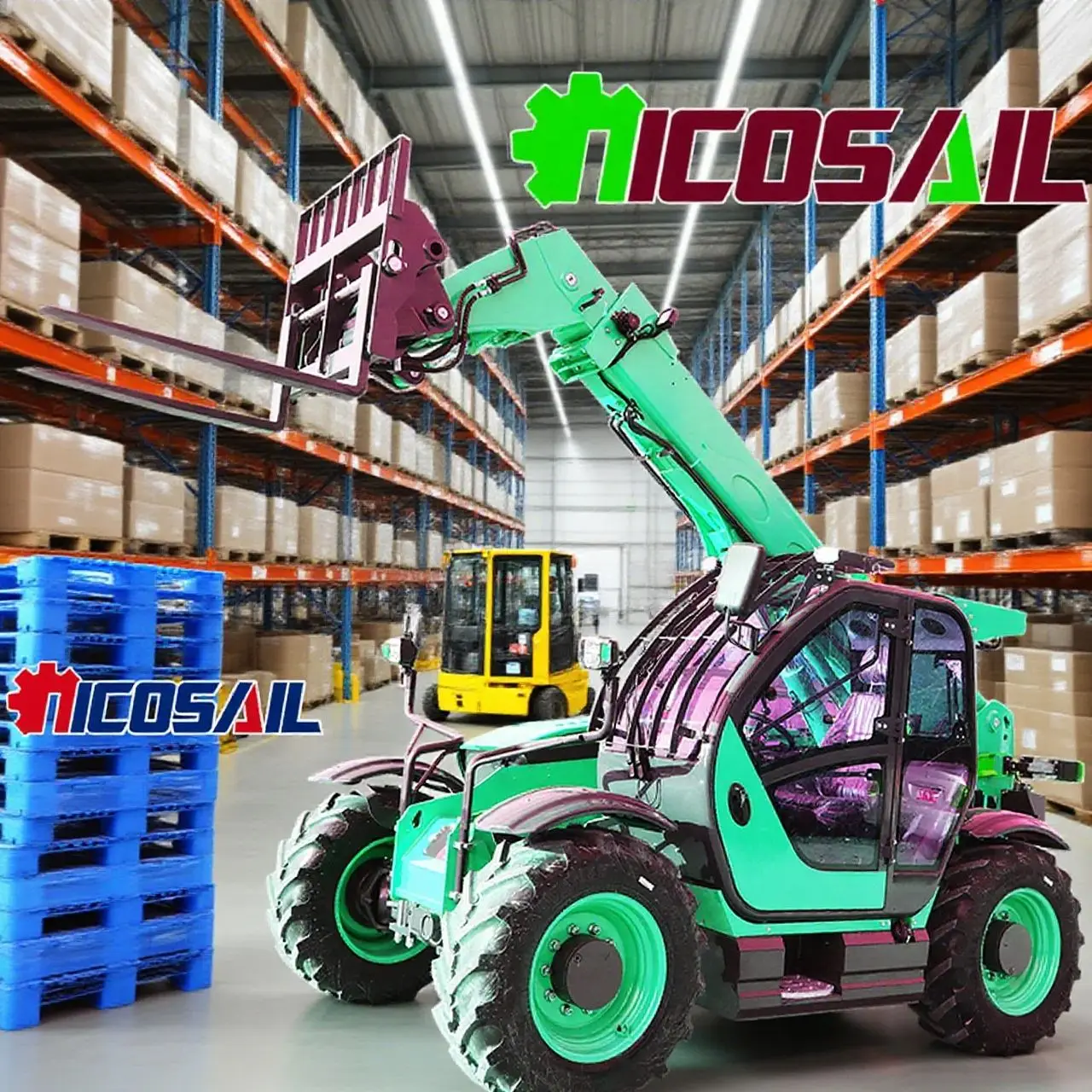 

All terrain farm telescopic forklift with bucket construction elevator remote handling machine for sale