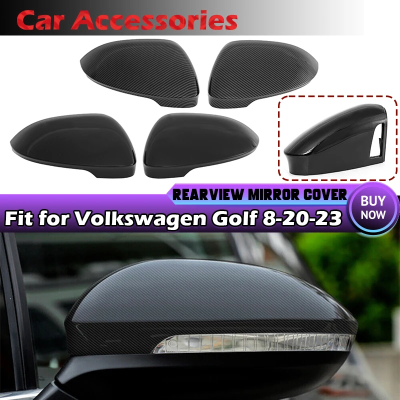 

Carbon Fiber Look Side Wing Rear View Mirror Cover Case Cap Fit For VW Volkswagen Golf 8 MK8 R GTI RLine W/Lane Assist 2020-2022