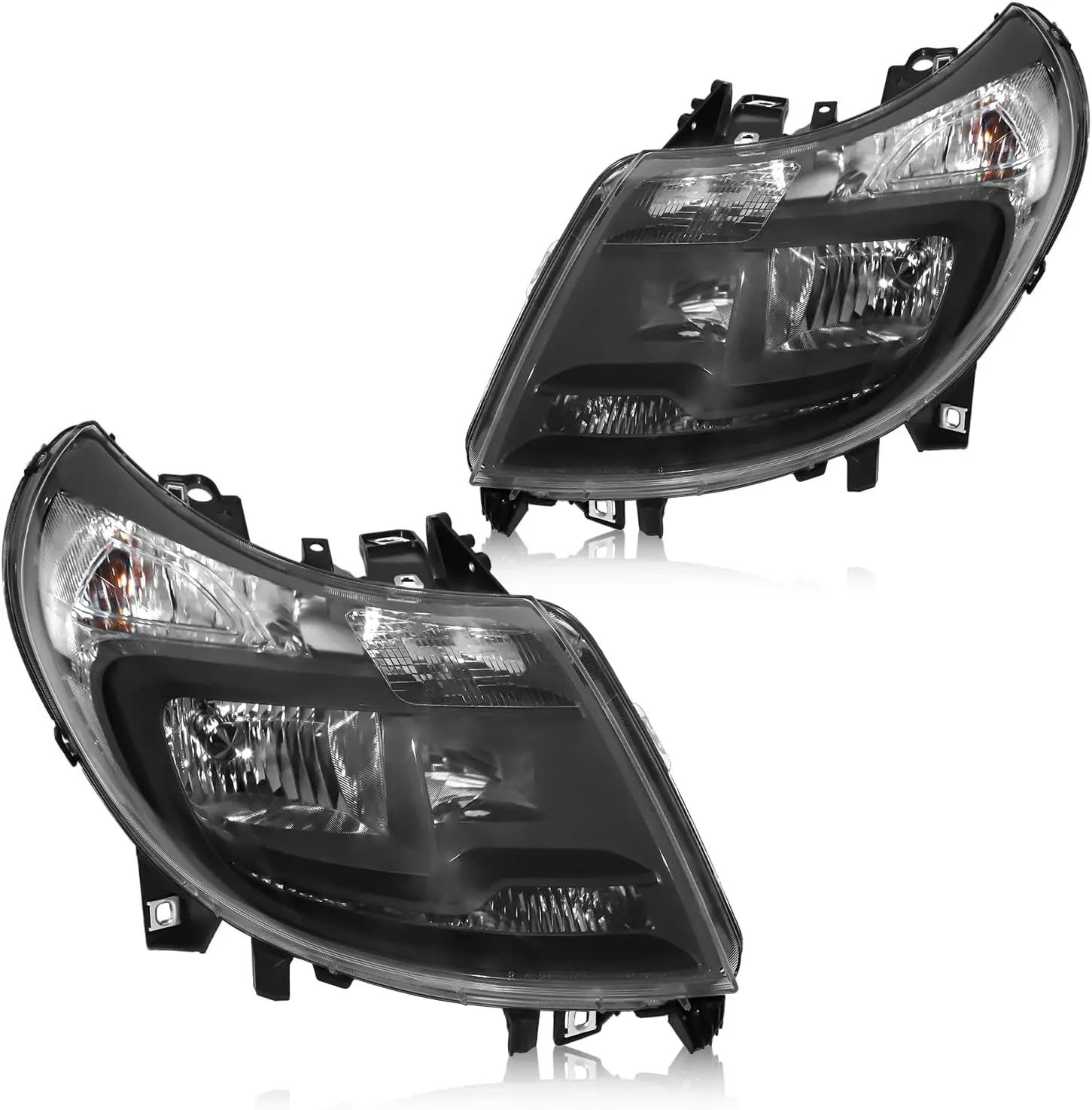 5-Pin Headlamp Assembly Without DRL, Compatible with 2014–2022 1500/2500/3500 Vans, Replacement for 4725944AJ 4725945AJ, Black H
