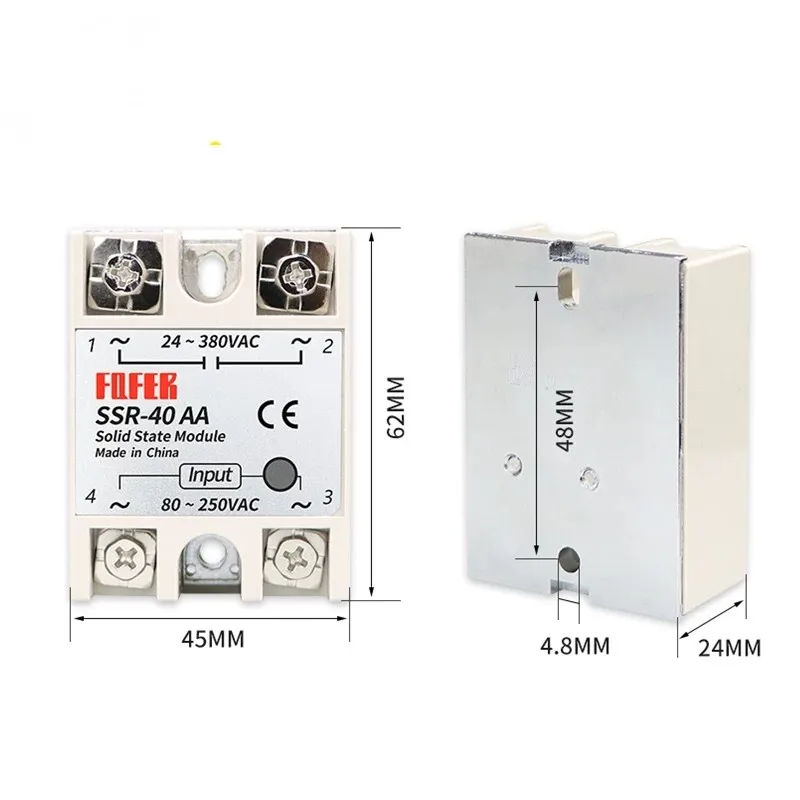 1PC 10A 25A 40A 60A AC-AC Single Phase Solid State Relay  SSR SSR-10AA SSR-25AA SSR-40AA SSR-60AA 80-250V 220V TO 24-380V