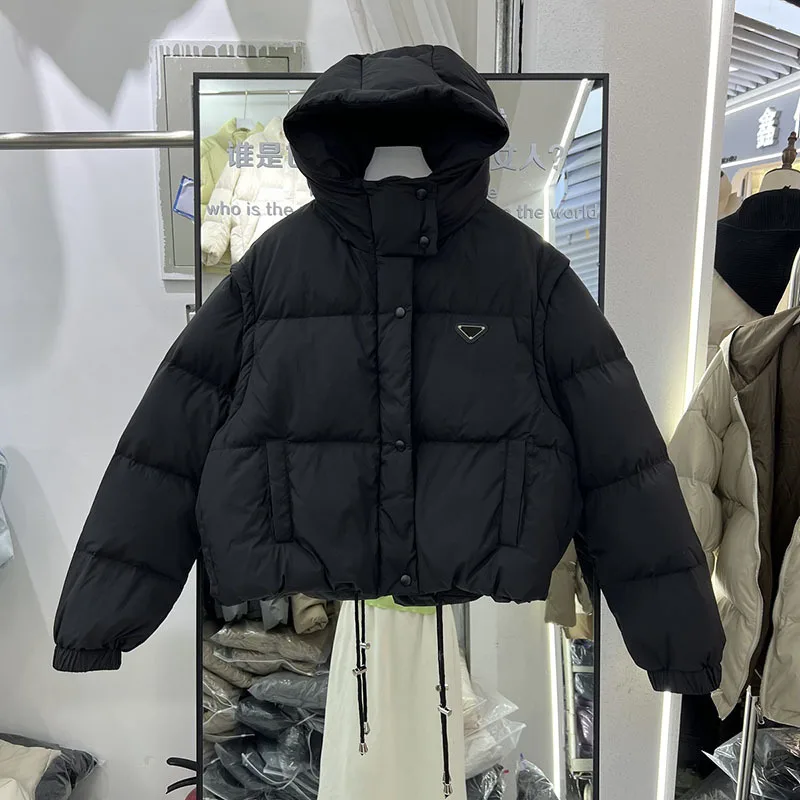 Autumn Winter 2023 New Down Jacket Women Hooded Thickened White Duck Down Fashion Clothing Long Sleeve Casual Warm Coat