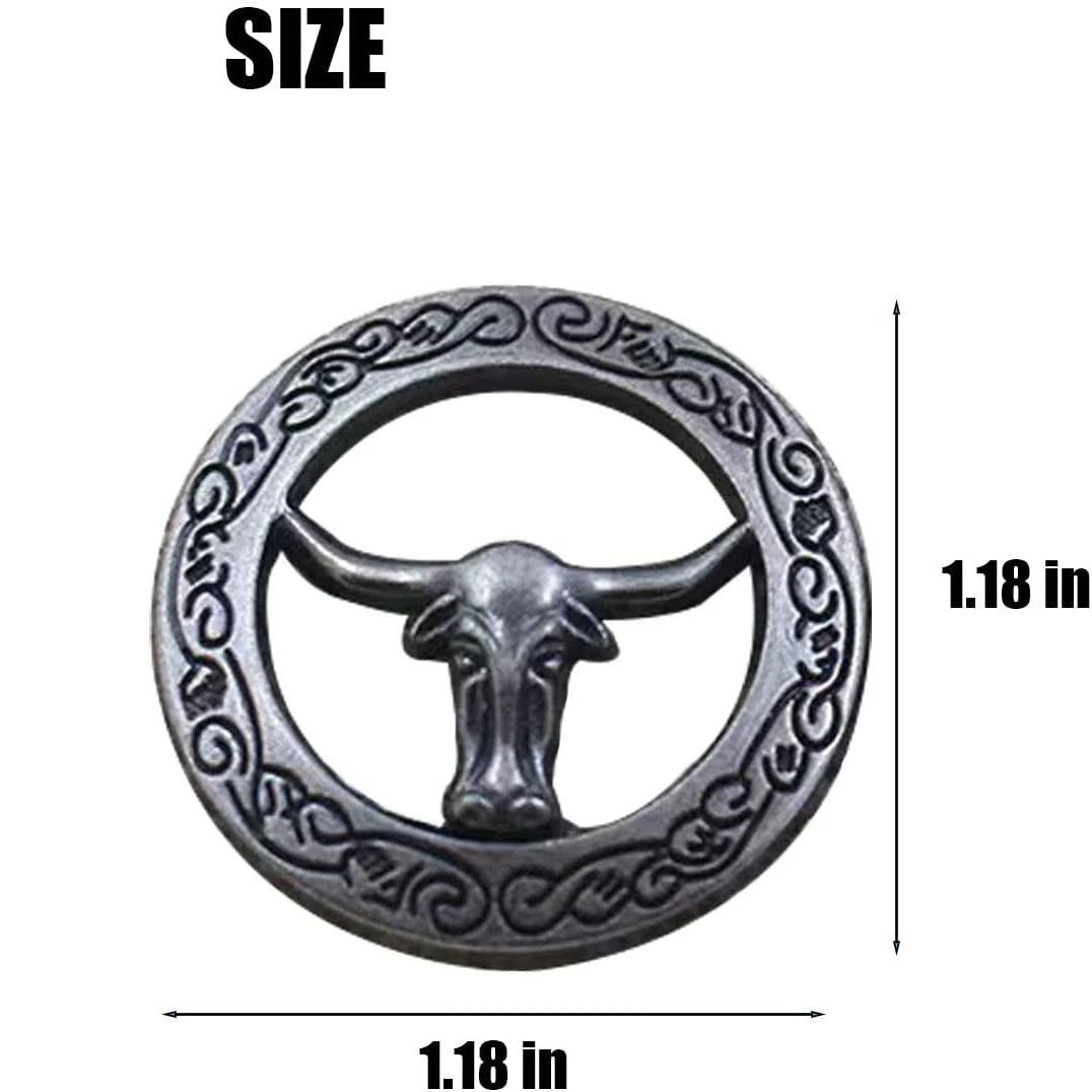 5 Set 30mm Hollow Out Cow Head Conchos Screw Back Decoration For Saddle Belt Cowboy Hat Leather Crafting Accessories