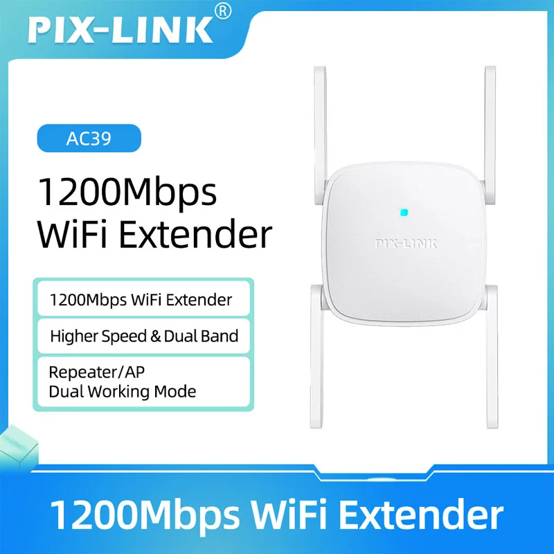 PIX-LINK 1200Mbps USB WiFi Range Repeater Extender Wireless Wi-Fi 802.11N Booster Amplifier 2.4G/5Ghz Network Long Signal  AC39
