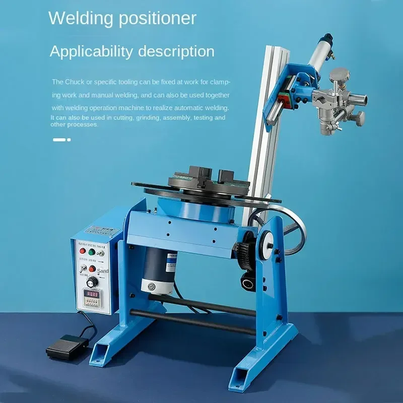 PPortable 220V 30kg Through-Hole Welding Positioner, Large Bore Rotary Turntable for Pipe, Flange & Ring Circular Seam Welding
