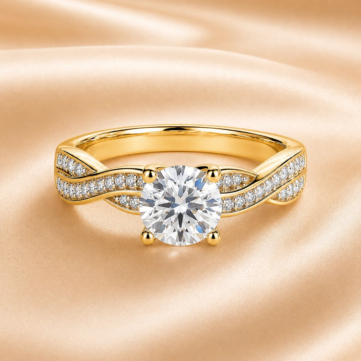 Maßgefertigter Labor-Diamantring 9K 14K Gold 0,5ct bis 3ct VVS-Reinheit D-Farbe Verlobungs- Hochzeits- Jubiläumsring für Damen