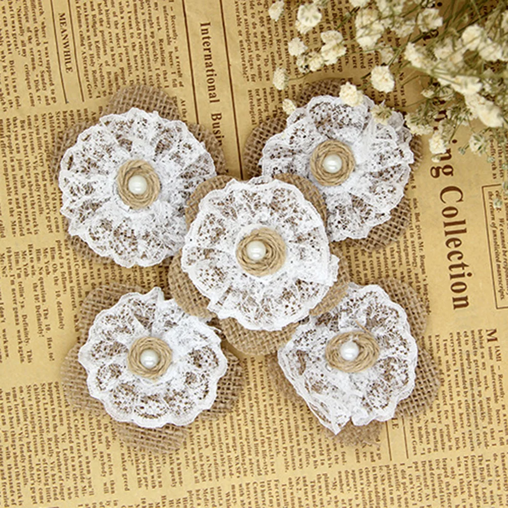 

20 Pcs Wedding Party Decoration Handmade Jute Craft Making Burlap Flowers Christmas