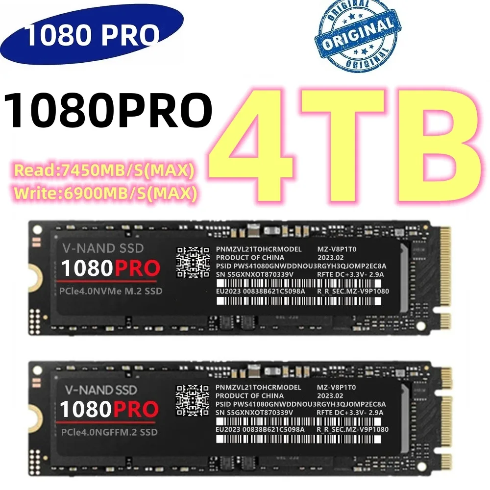 

1080PRO 4TB 2TB 1TB Original SSD M.2 2280 PCIe 4.0 NVME NGFF Read Solid State Hard Disk for Game Console/laptop/PC Game Laptop