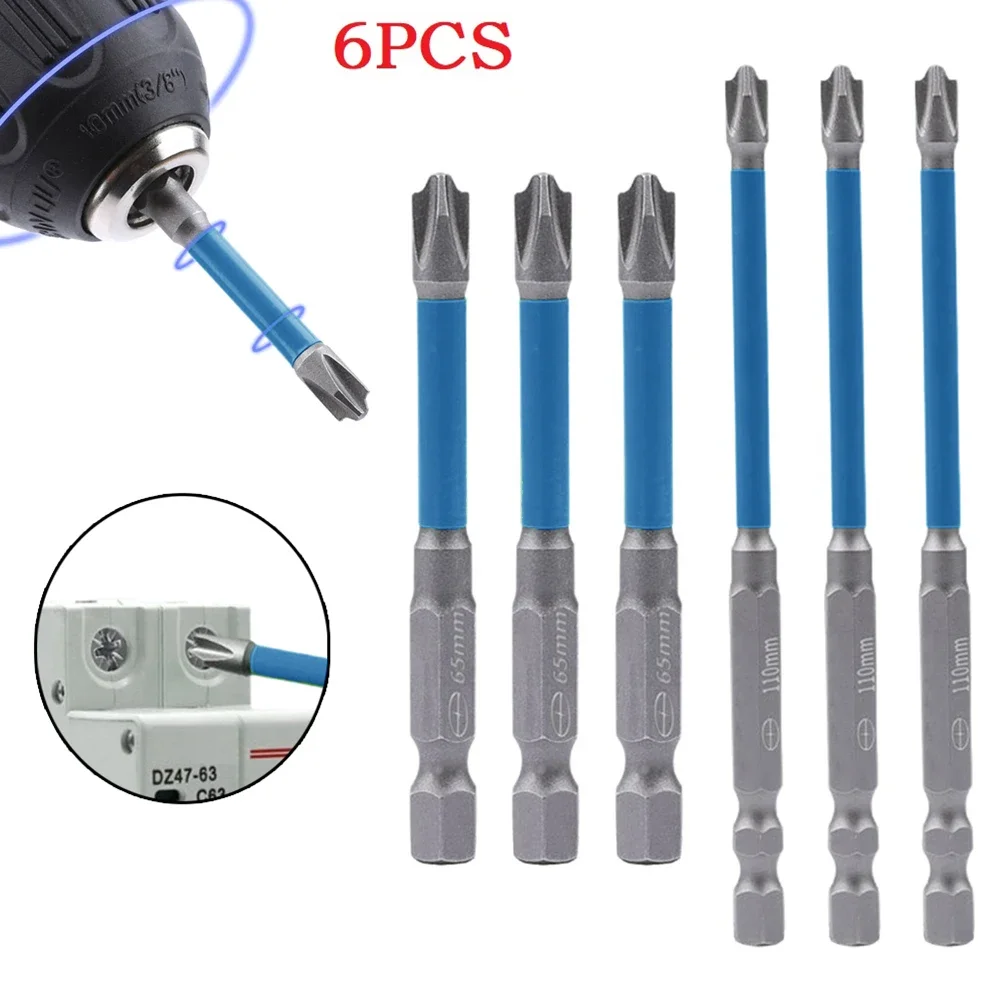 6PC 65/110mm Magnetic Special Slotted Cross Screwdriver Bit For Electrician FPH2  Multi-Function Precision Screwdriver Set