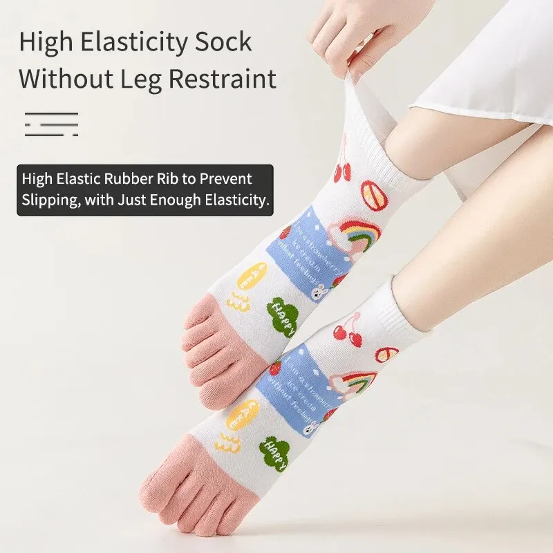 3 paar dames vierseizoen middenbuis fruitbrief slogan beer schattig en lief meisje mode katoen vijf-teen sokken