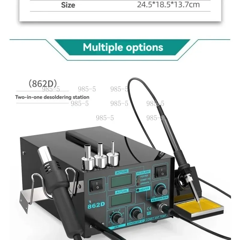 2-in-1 Maintenance Welding Tool Dual Digital Hot Air Gun Electric Soldering Iron Station
