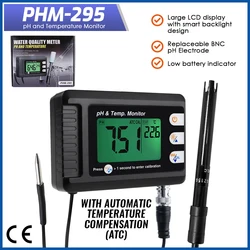 Professional Accurate pH Meter Aquarium Multi-parameter Water Quality Monitor Online pH monitor Acidometer Replaceable Electrode