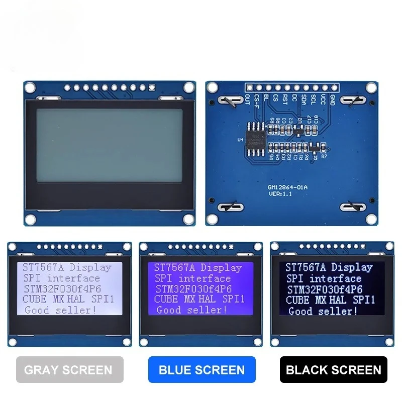 12864 SPI LCD Module 128X64 SPI ST7567A COG Graphic Display Screen Board LCM Panel 128x64 Dot Matrix Screen for Arduino