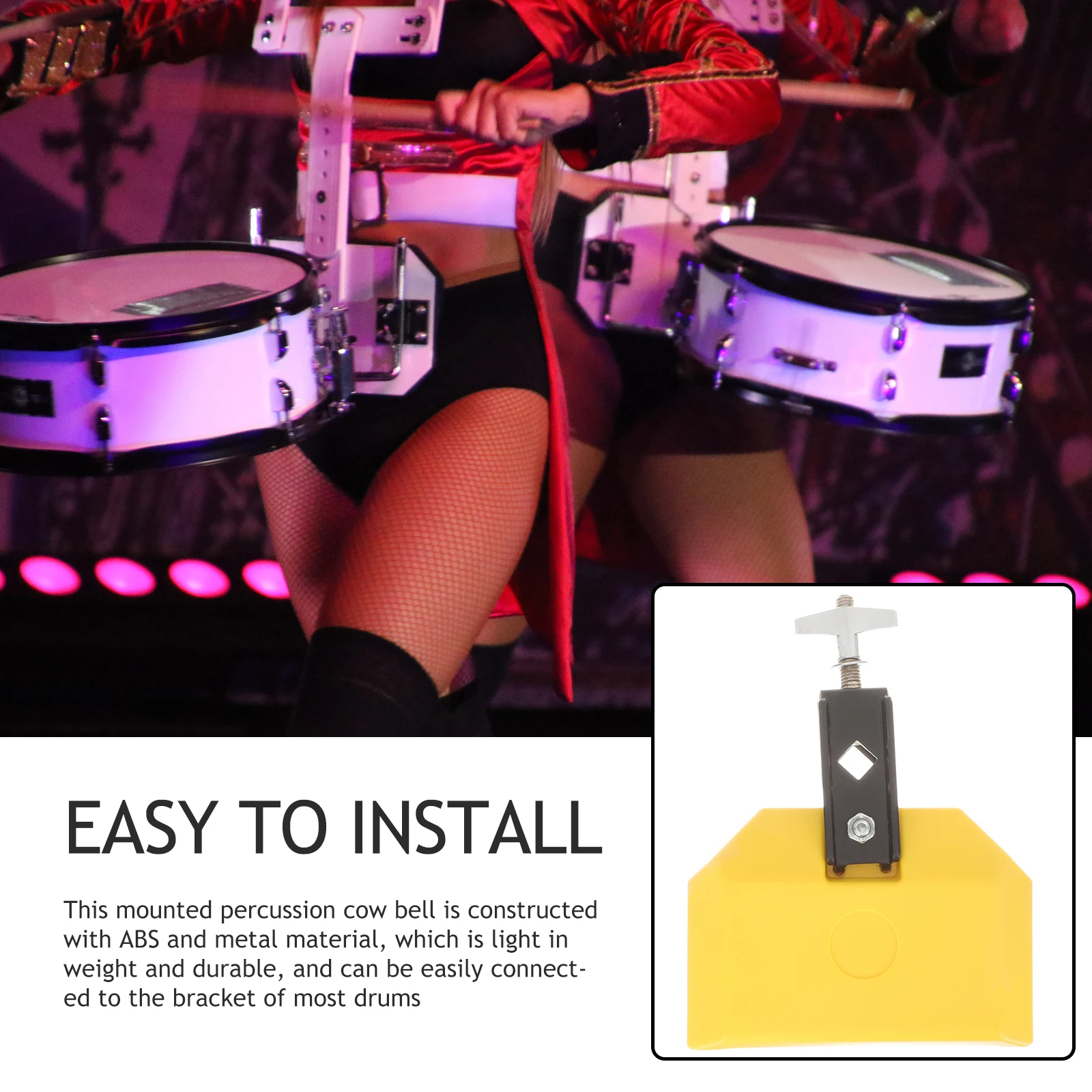 

Professional Cow Bell Durable Metal Abs Drum Set Cowbells Percussion Instrument Accessory Vintage Style Educational Musical For