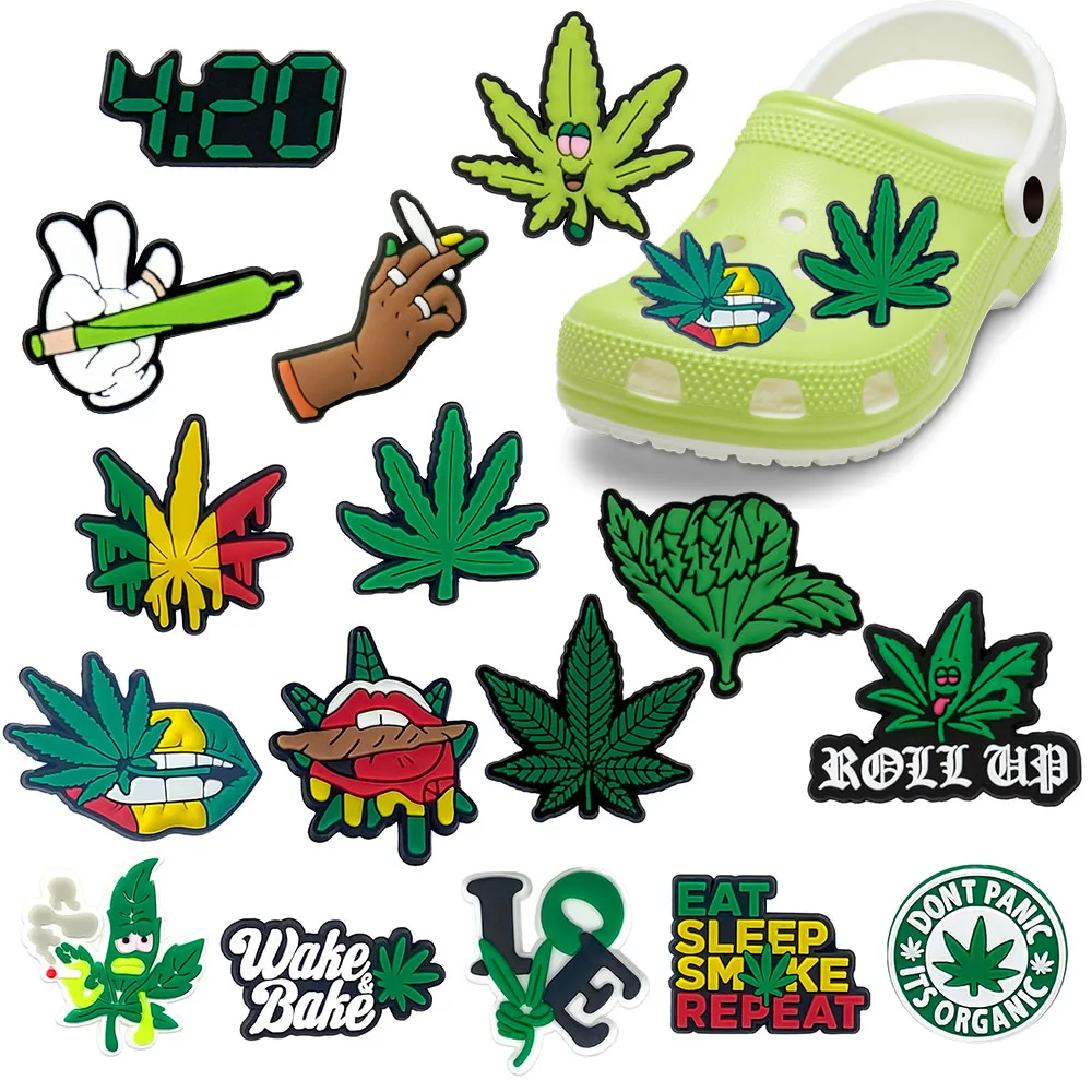 16-100Pcs Plant Leaf Series Shoe Charms PVC DIY Shoe Decorations For Sandals Clogs Wristband Party Favor Gifts
