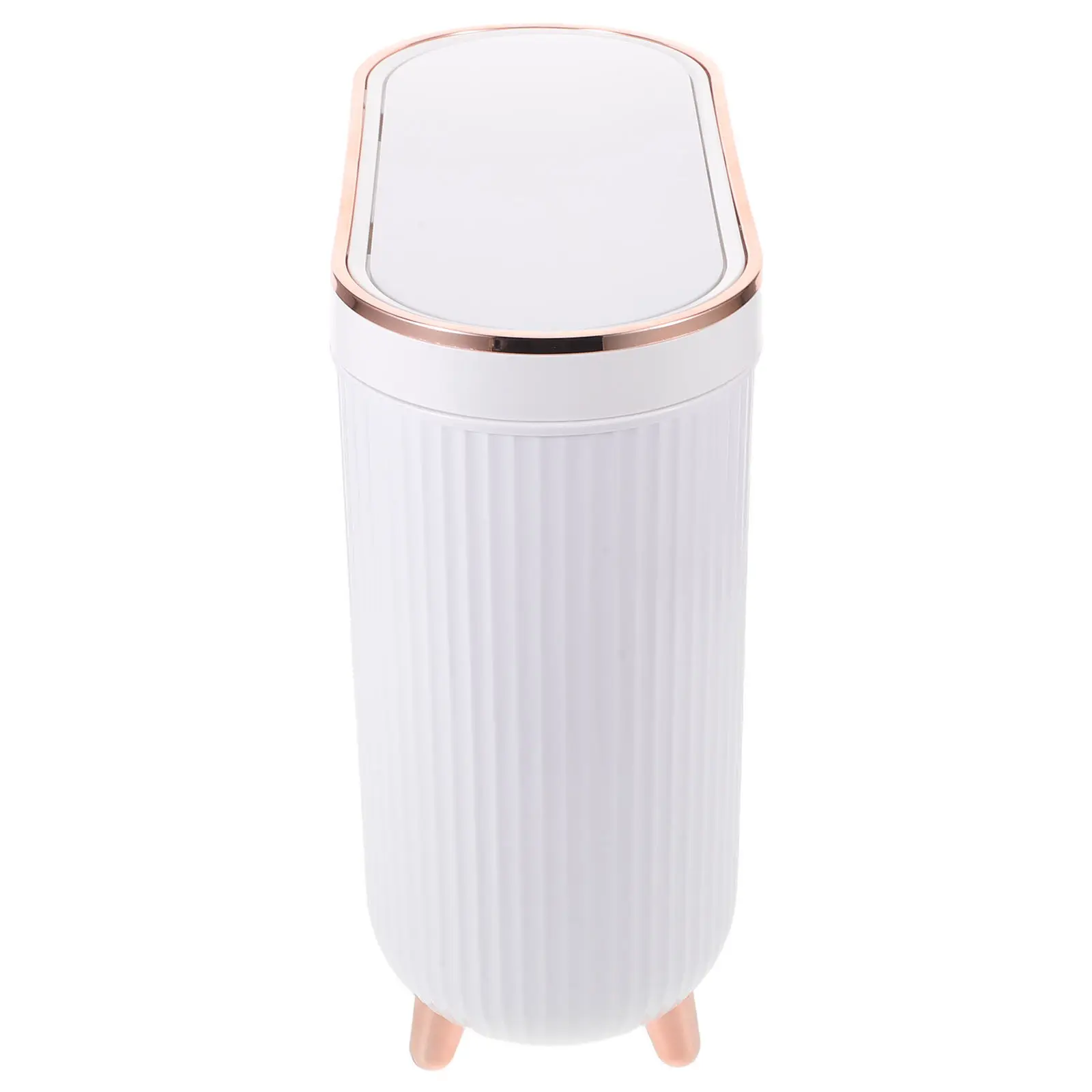

12L Trash Can with Lid for Bathroom Narrow Waste Bin Modern Slim Design Odor Proof Home Hotel Office Bathroom Garbage Can Light
