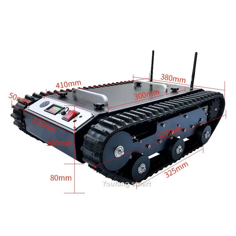 20kg de carga tr400 rc tanque de borracha rastreado chassi sistema suspensão aço alto carbono carro robô para fs lidar com programa código aberto