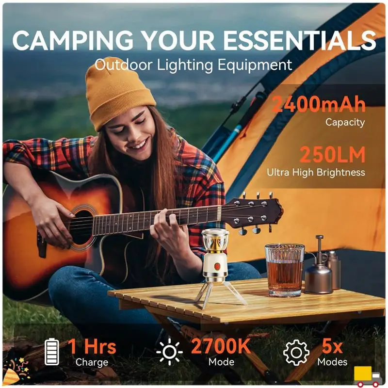 Ultraheldere LED-kampeerlamp met lange batterijduur, ideaal perfect voor buitenkamperen en tentsfeerverlichting