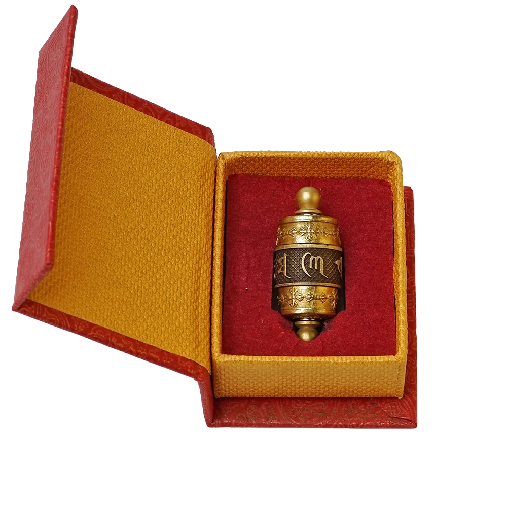 Tibetan Brass Prayer Wheel Pendant Decoration Zen Tibetan Buddhist Accessories Combining Spiritual Faith Artistic Charm