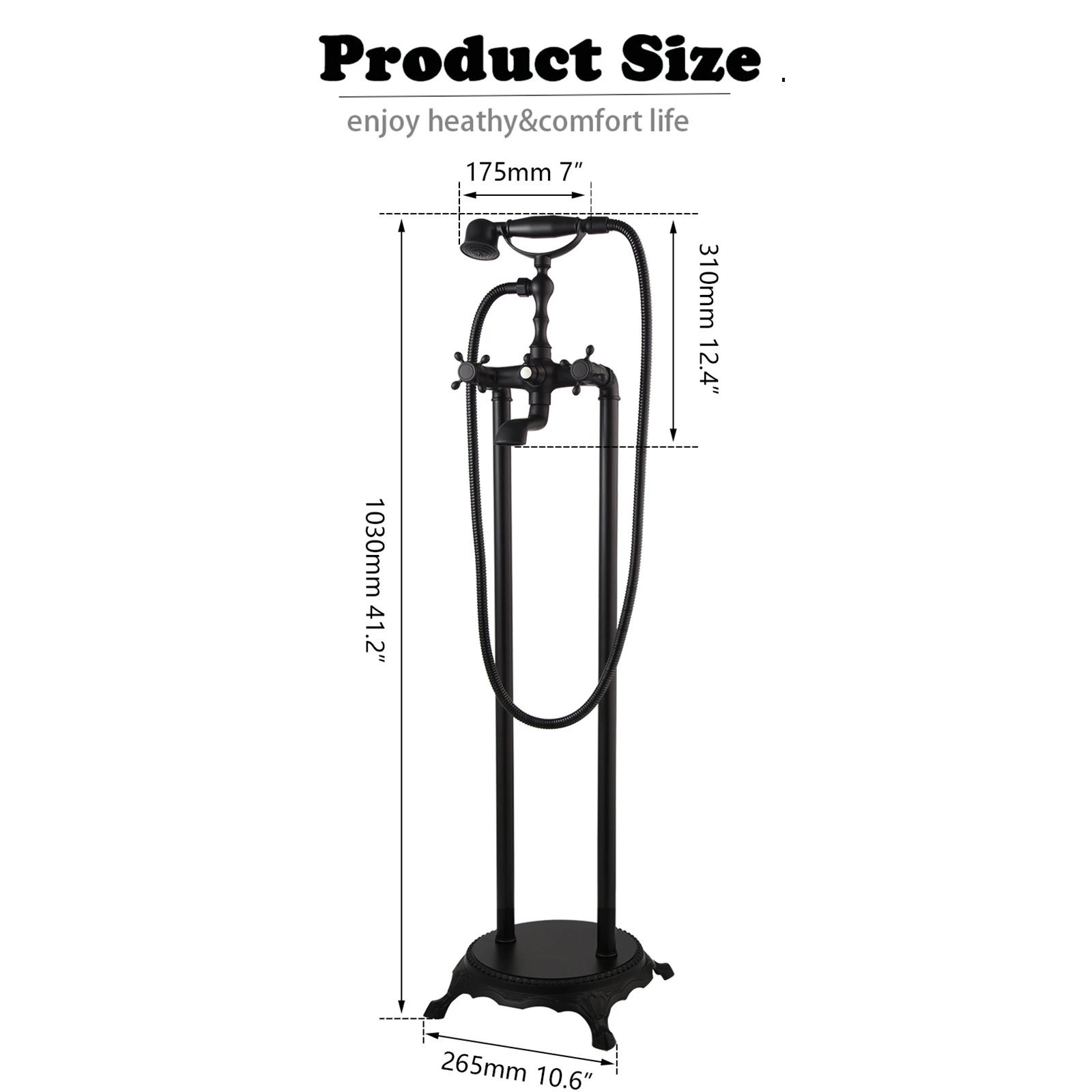 KEMAIDI Freestanding Banheira Bico Chuveiro Chão Montar Chuveiro conjunto Válvula Misturadora 2 Função Preto/Cromo/Ouro Banheira Filler torneiras misturadoras