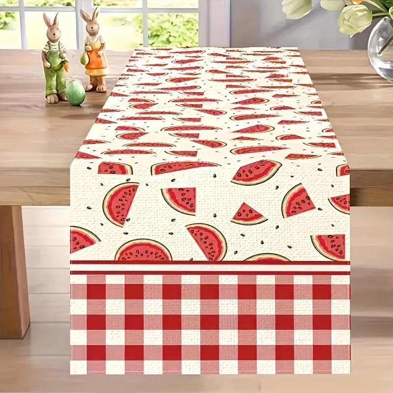 1 Piece Watermelon Pattern Table Runner, Suitable for Farmhouse, Indoor, Kitchen, Celebrations, Table Decoration, Restaurant and Banquet Decoration Supplies