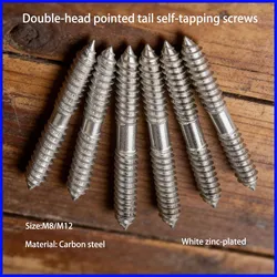 White Galvanized Double-Ended Pointed Tail Self-Tapping Screw/Furniture Stair Board Connecting Bolt Rod M6M8M10M12