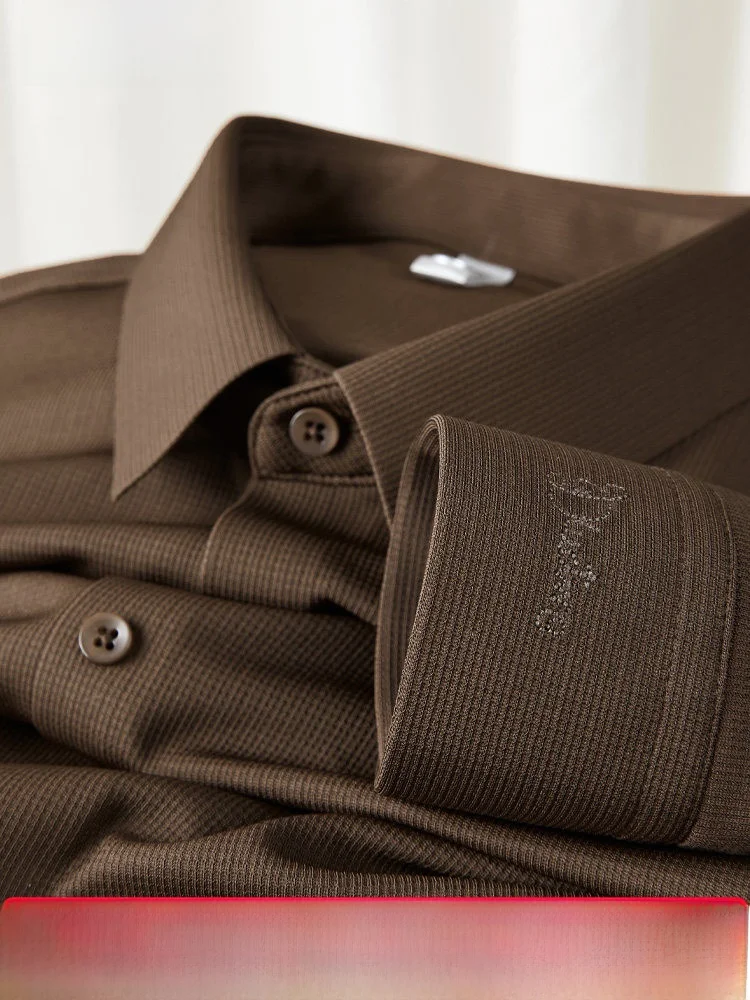 

Мужская длинная рубашка на весну-осень, повседневная, с вышивкой, тонкая, деловая, приталенная, премиум-качества, модная.