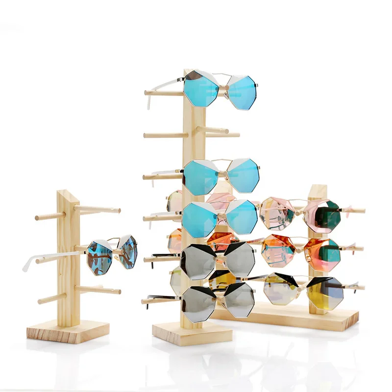 Multi Layer Wooden Glasses Display Shelf Sunglasses Organizer Bracket Storage Rack Eyeglasses Showcase Wood Holder Stand